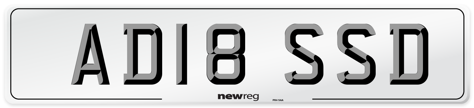 AD18 SSD Number Plate from New Reg